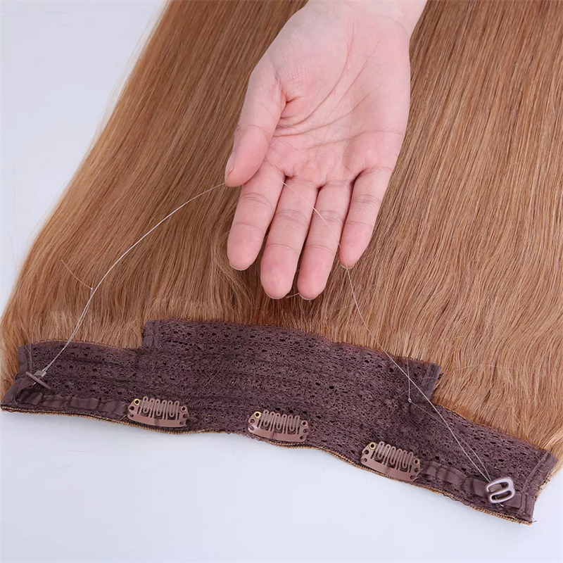 Halo Hair Extension Dark Blonde Color 12A Grade Fish Line Remy Hair Extensions